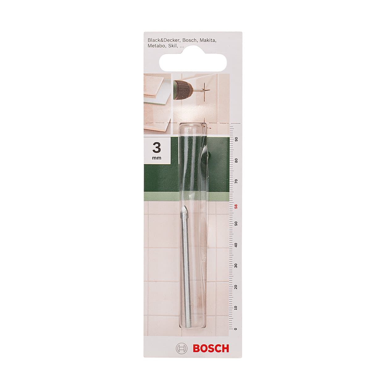 Bosch 3.00 mm Dia Glass & Tile Drill Bit, 2 609 255 464