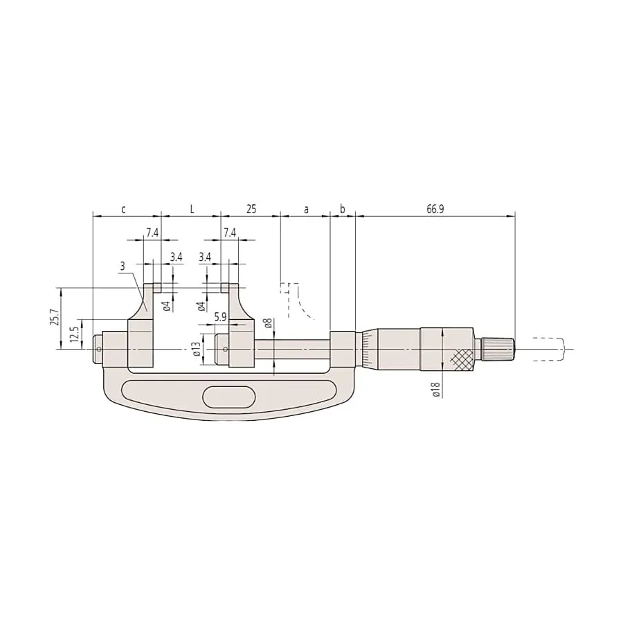Mitutoyo 100 - 125 mm Caliper Type Micrometer, 143-105