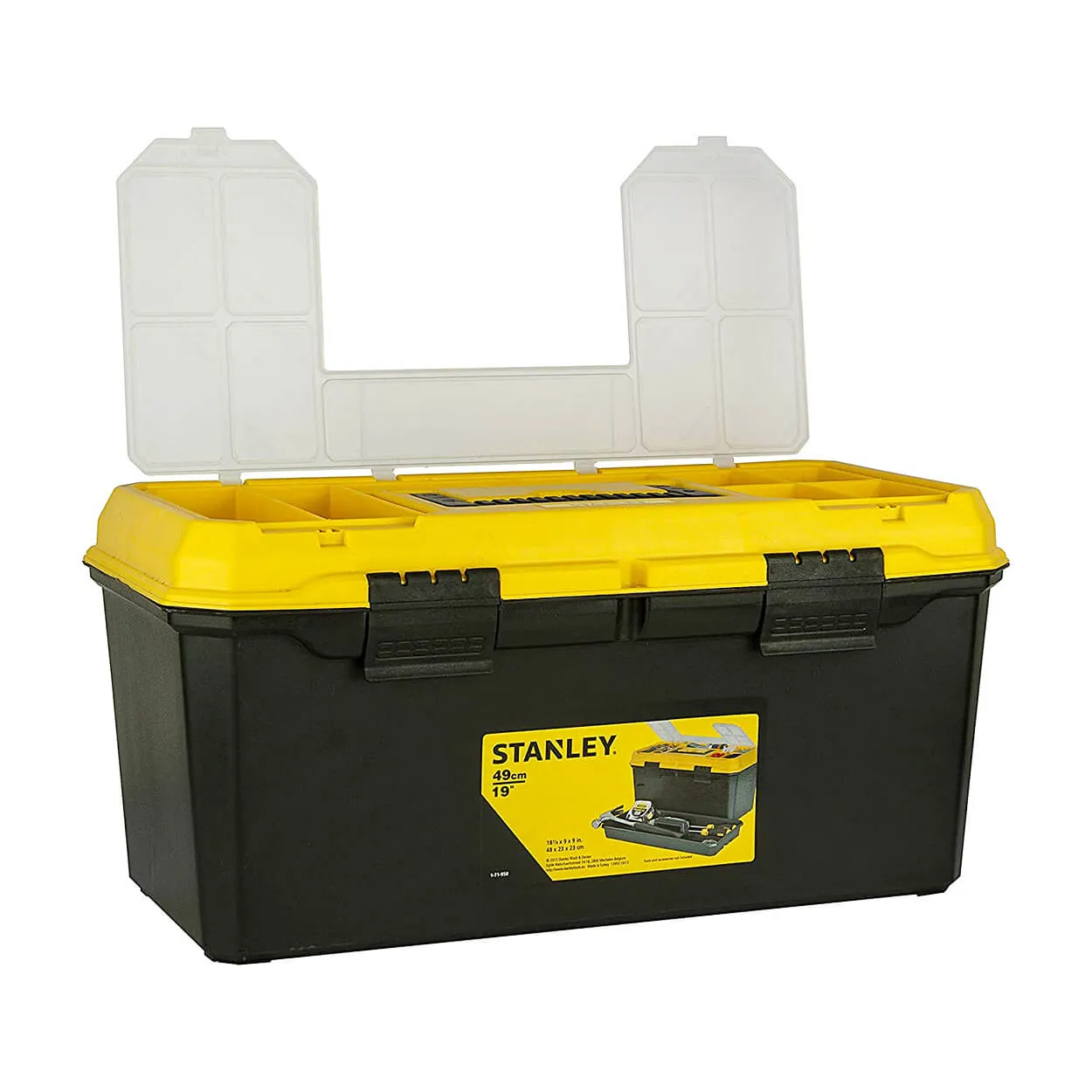 Stanley 19 Inch Organised Maestro Plastic Tool Box With Clear Top Lid, 1-71-950