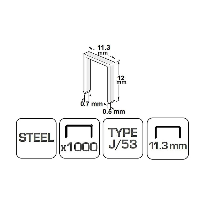 Hogert 12 mm Staples (Pack of 1000 Pcs), HT2C056