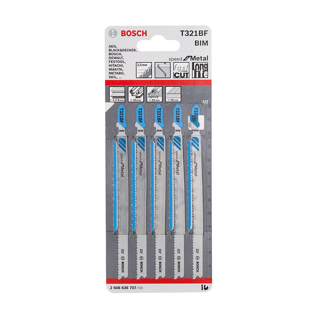 Bosch 132 mm Jigsaw Blades Speed for Metal (T 321 BF), 2 608 636 707