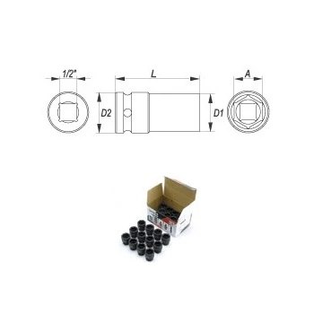 Yato 32 mm, 1/2 Inch Square Drive Hexagonal Deep Impact Sockets, YT-1052