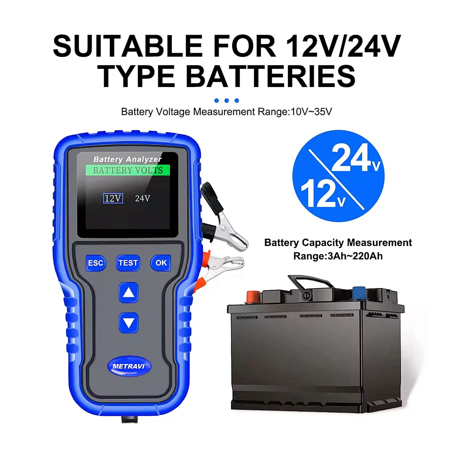 Metravi 100CCA - 2000CCA Battery Analyser, BT-220