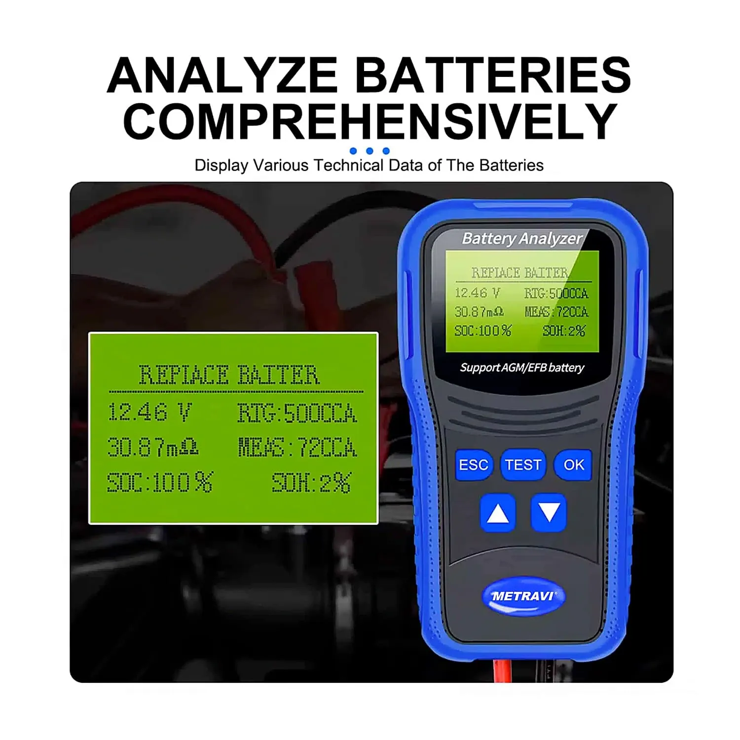 Metravi 100CCA - 2000CCA Battery Analyser, BT-200