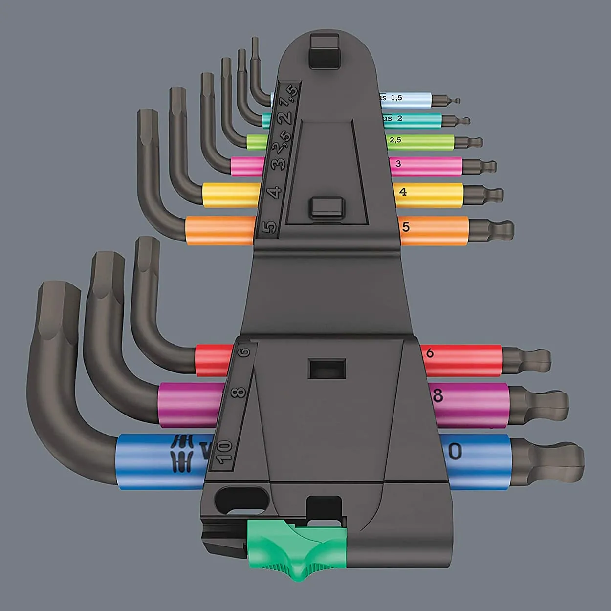 Wera 950 / 9 Pcs Hex-Plus Multicolour 2 L-key Set Metric BlackLaser, 05133164001