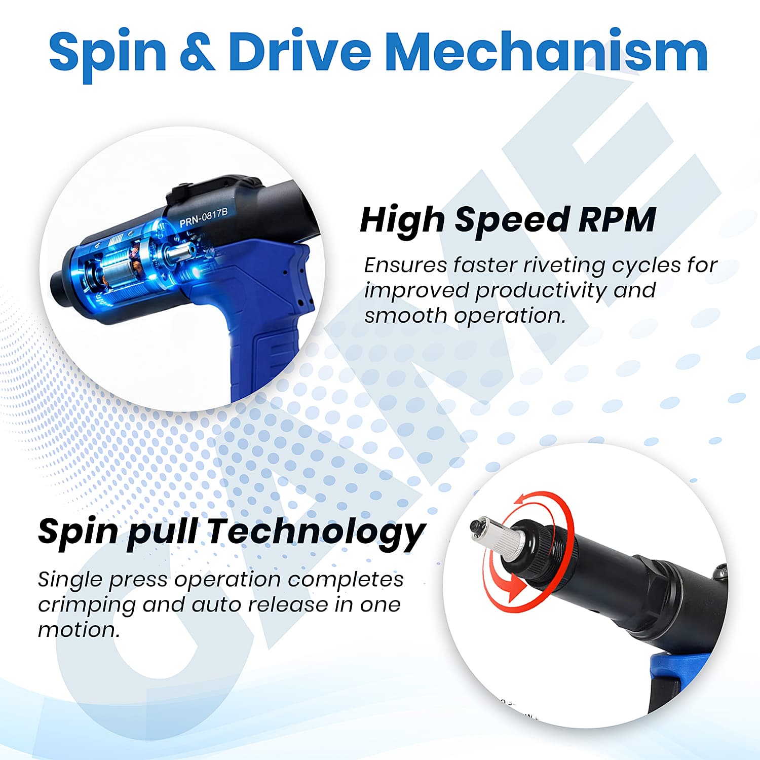 Game 17 - 24 kN (Pull Force) Air Hydraulic Rivet Nut Tool, PRN-0817-B
