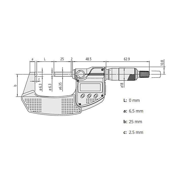 Mitutoyo 0 - 25 mm Digital Micrometer Without Data Output (IP65 Coolant-Proof), 293-240-30