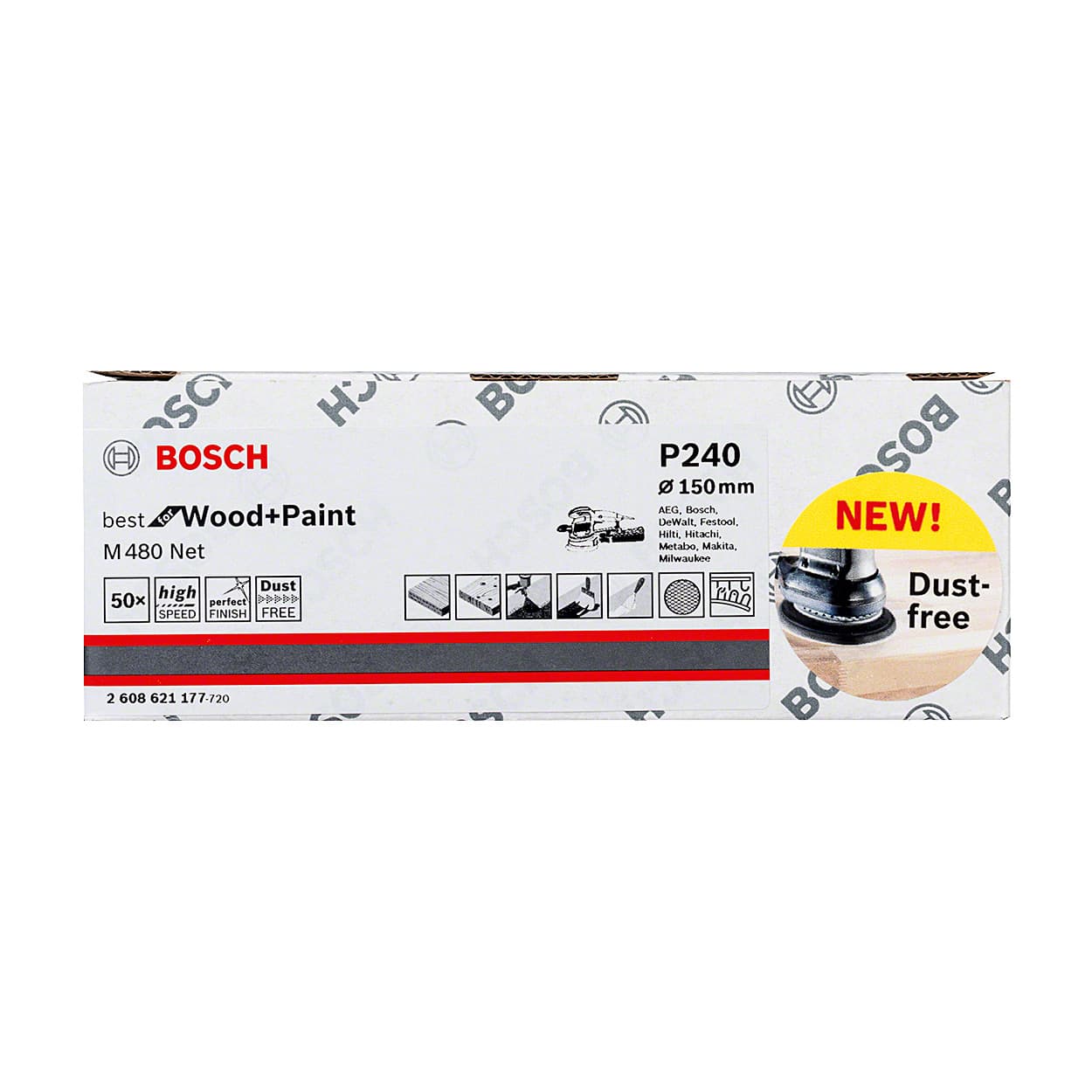 Bosch NET 150 mm / 240 Grit (Pac of 50 Pcs), 2 608 621 177