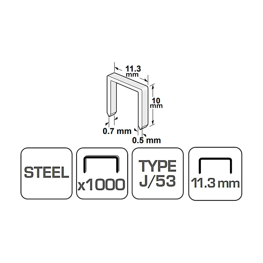 Hogert 10 mm Staples (Pack of 1000 Pcs), HT2C054