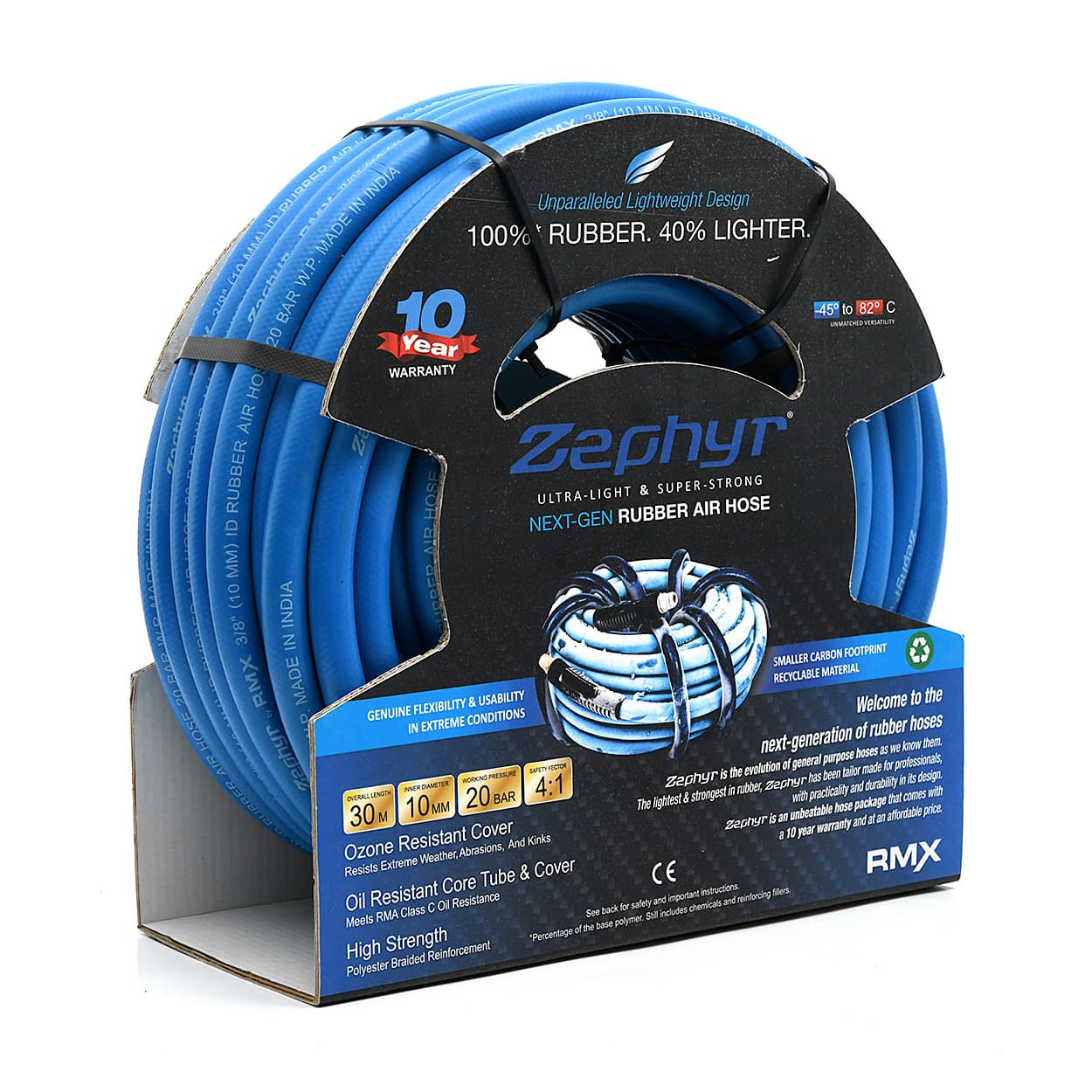 Zephyr 15 Mtr / 10 mm Next-Gen General Purpose Rubber Air Hose, ZA1015