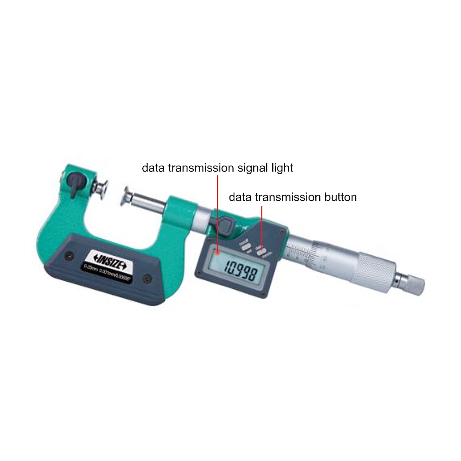 Insize 0 - 25 mm Digital Universal Micrometer with Tips, 3580-25A