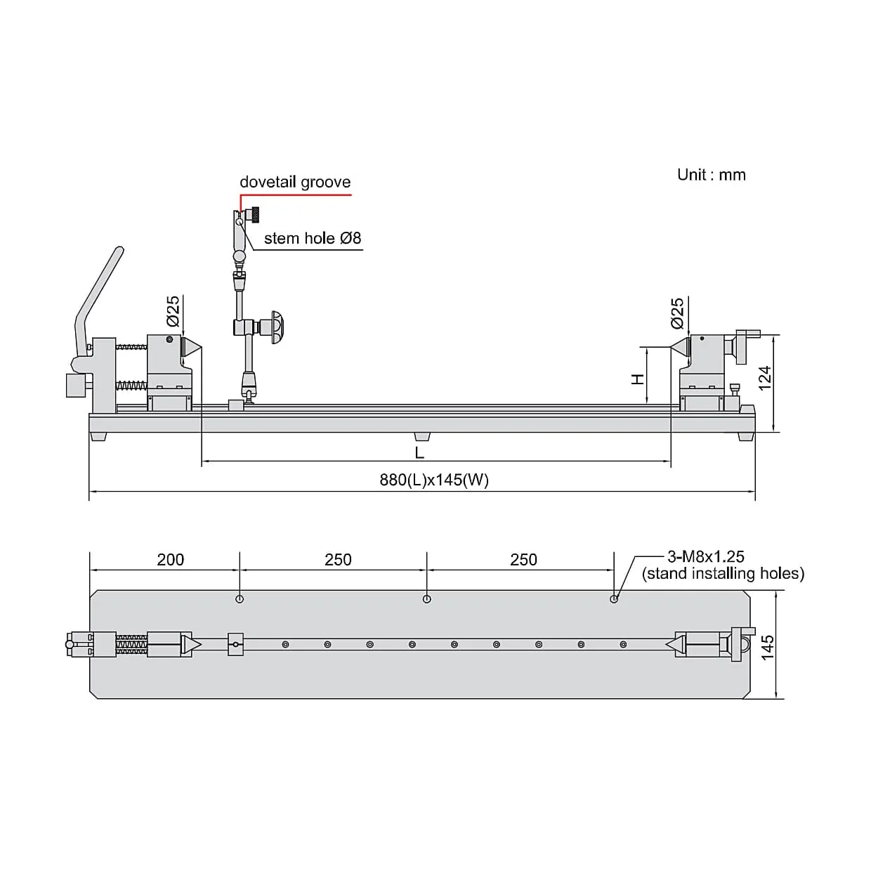 Insize 600 mm Bench Center, 4744-600