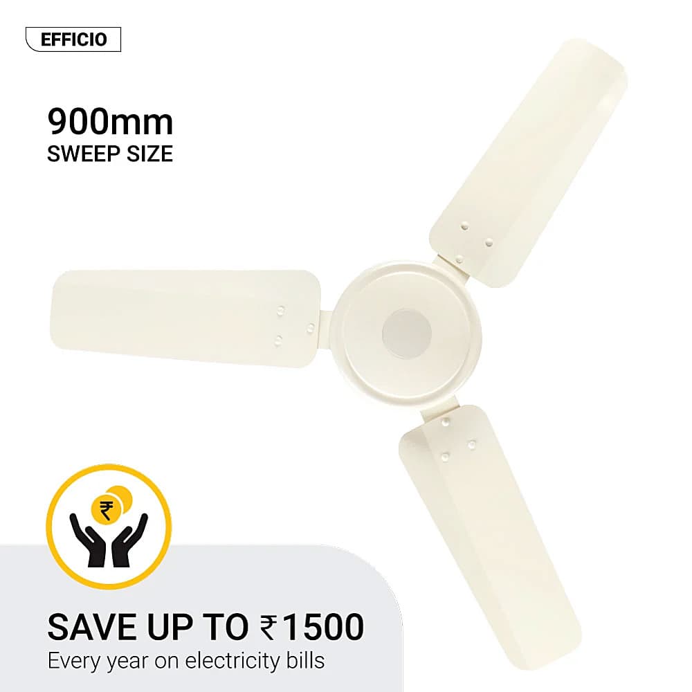 Atomberg Efficio 900 mm Energy Efficient Ceiling Fan With BLDC Motor & Remote (Ivory)