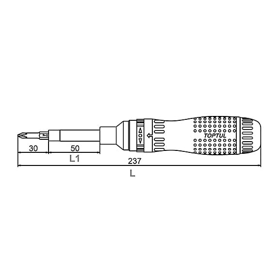 Toptul 1/4", 5/16", 7/16" High-Torque Ratchet Screwdriver Handle with Storage, FTED1421