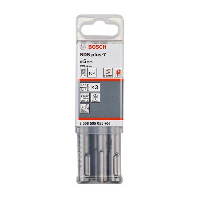 Bosch 5.00 x 110 mm SDS plus-7 Hammer Drill Bits, 2 608 585 055