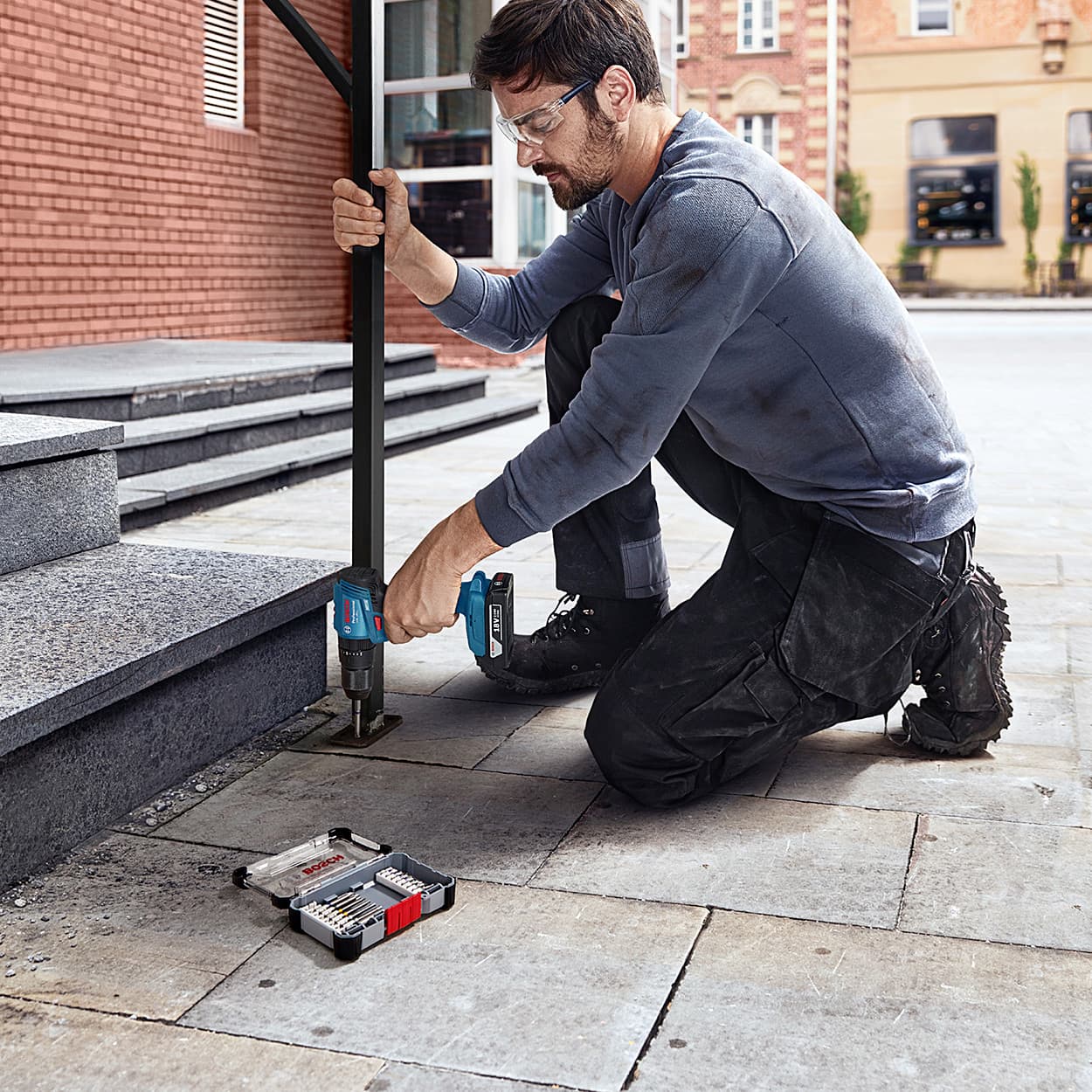Bosch 18V Lithium-ion Professional Cordless Combi Impact Brushless Drill Driver (Bare Unit), GSB 185