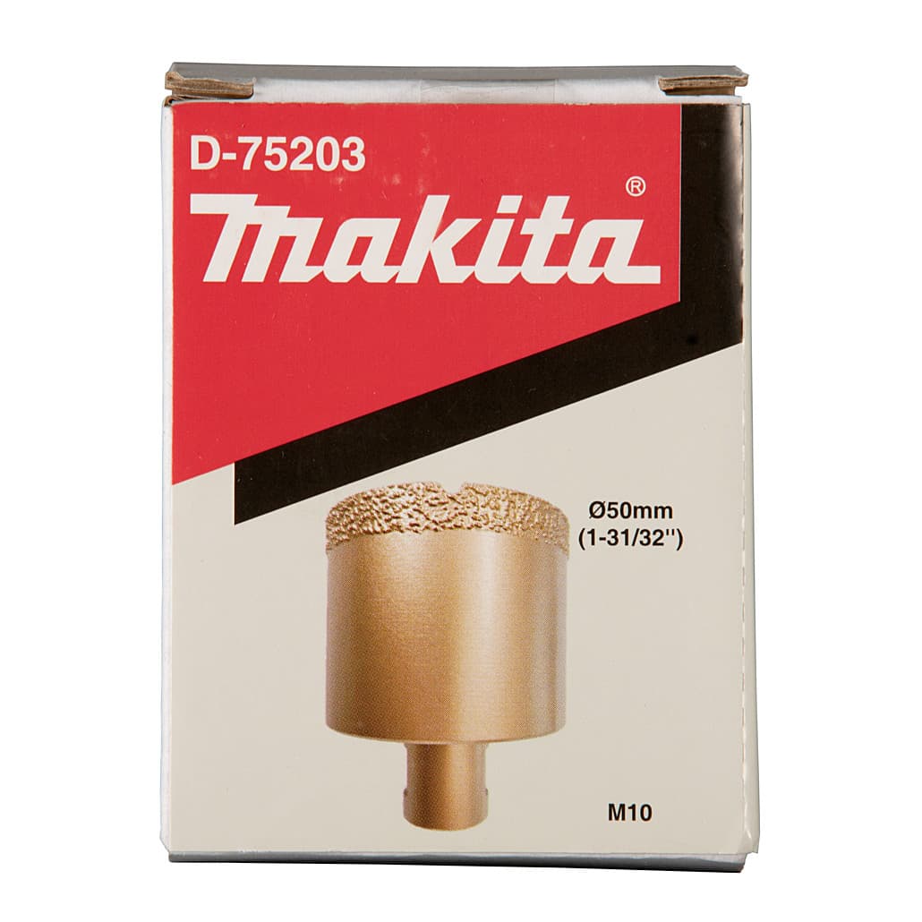 Makita 50 mm Dia x M10 mm Vacuum Brazed Diamond Core Bit, D-75203