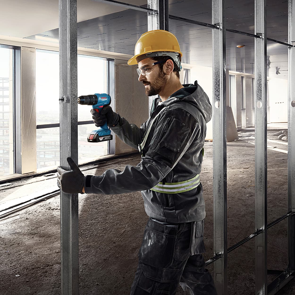 Bosch 18V Lithium-ion Professional Cordless Combi Impact Brushless Drill Driver (Bare Unit), GSB 185