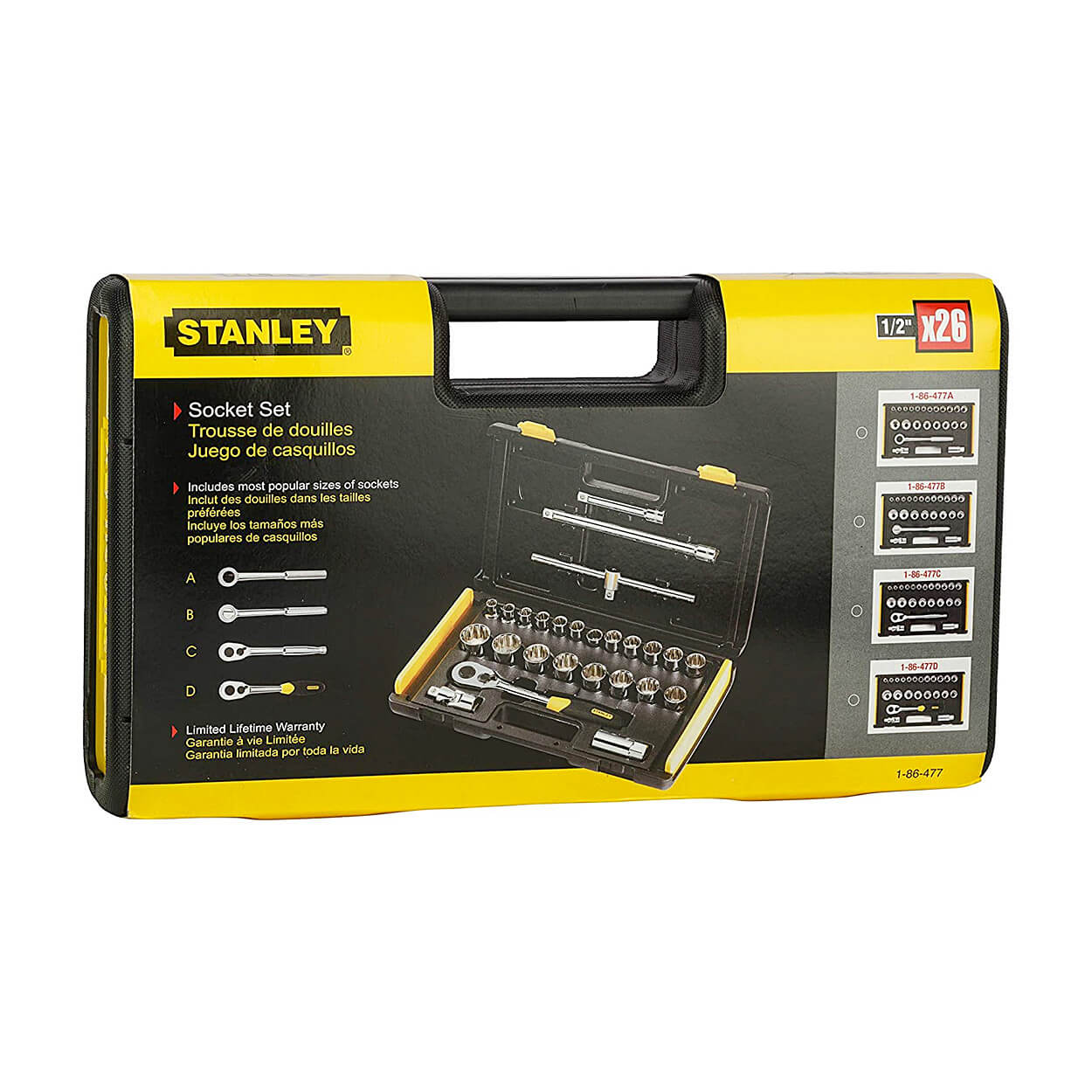Stanley 26 Pcs 1/2 Inch Sq. Drive 12 PT Metric Socket Set, 86-477