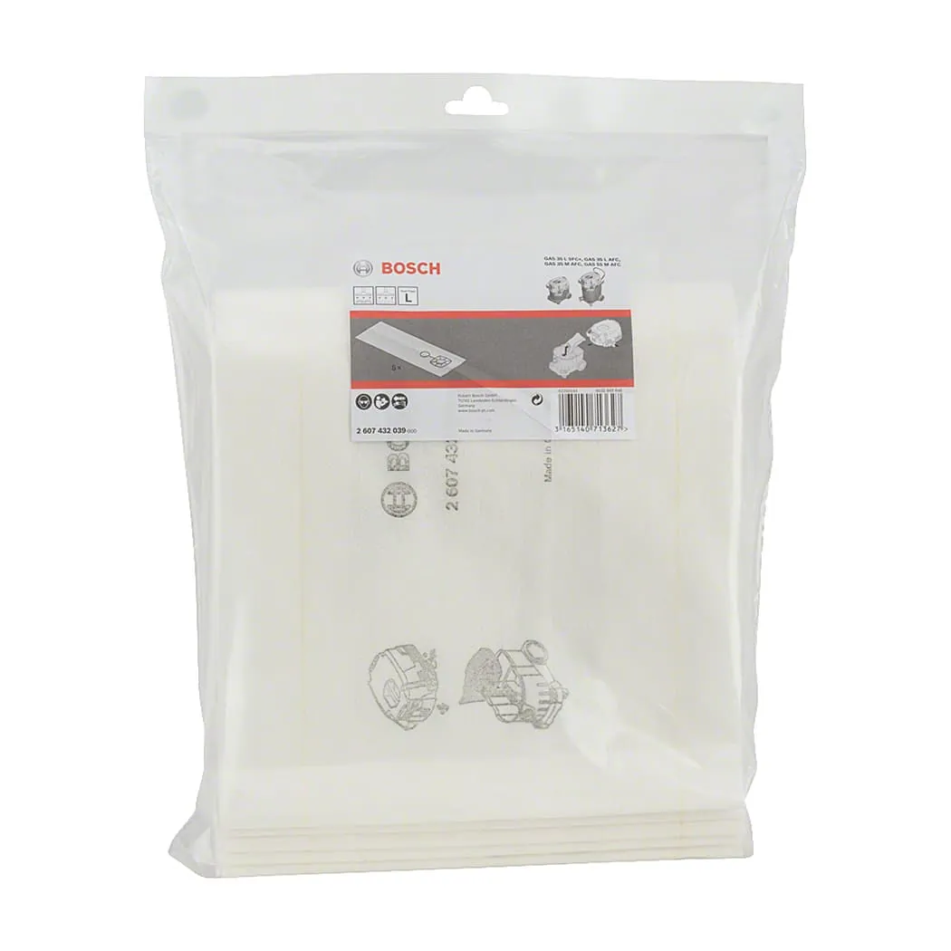 Bosch Wet Filter Bag For Dust Extractors GAS 35 (Pack of 5 Pcs), 2 607 432 039