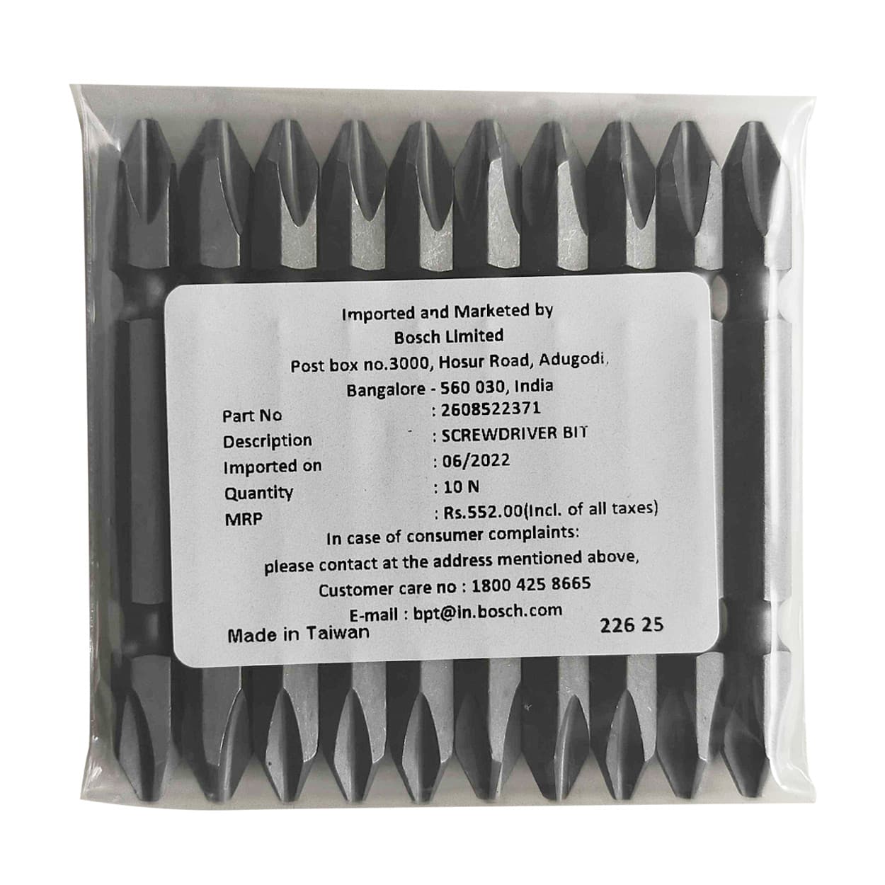 Bosch PH2 x 65 mm Length Phillips Double Ended Screwdriver Bits (Pack of 10 Pcs), 2 608 522 371