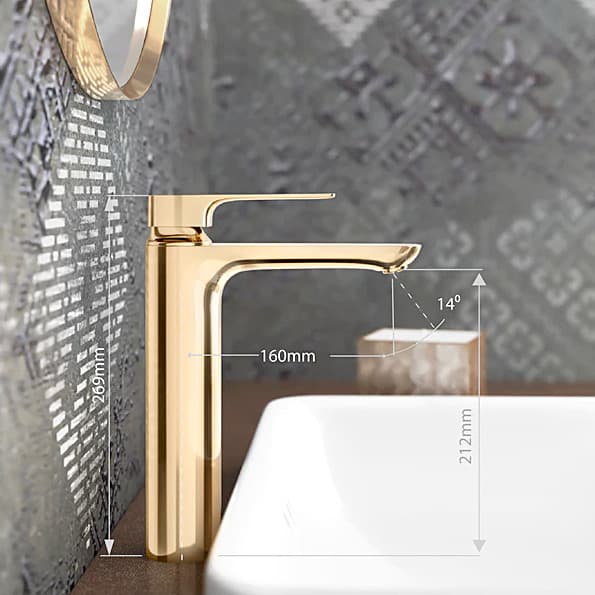 Kohler Aleo+ Single Control Tall Basin / Lavatory Faucet Without Drain In French Gold Finish, K-72337IN-4ND-AF