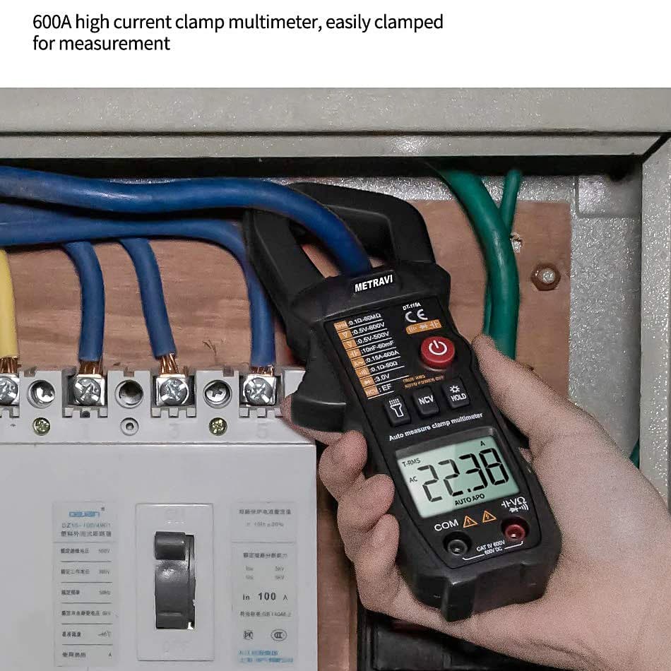 Metravi 3-5/6 Digit / 600A Digital TRMS AC/DC Clamp Meter, DT-115A