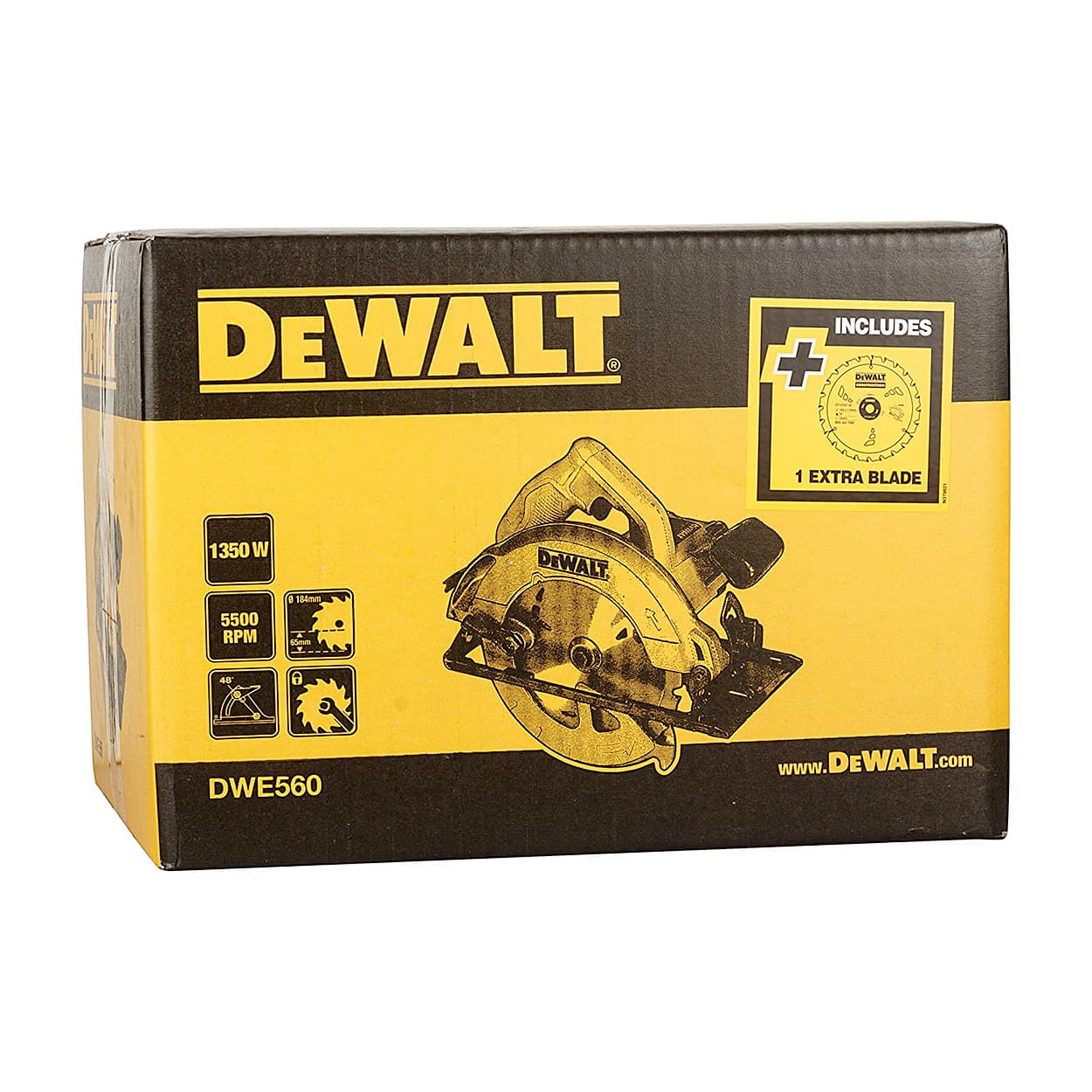 Dewalt 184mm 1350W Compact Circular Saw, DWE560B-B5