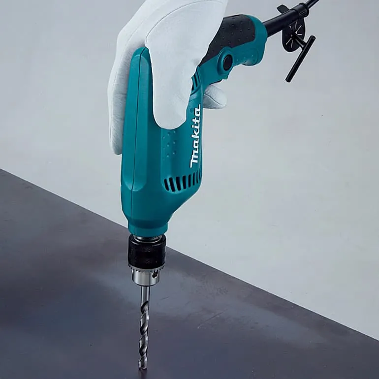 Makita 10 mm (3/8") 450 W Variable Speed Reversing Drill with Keyed Chuck, 6412