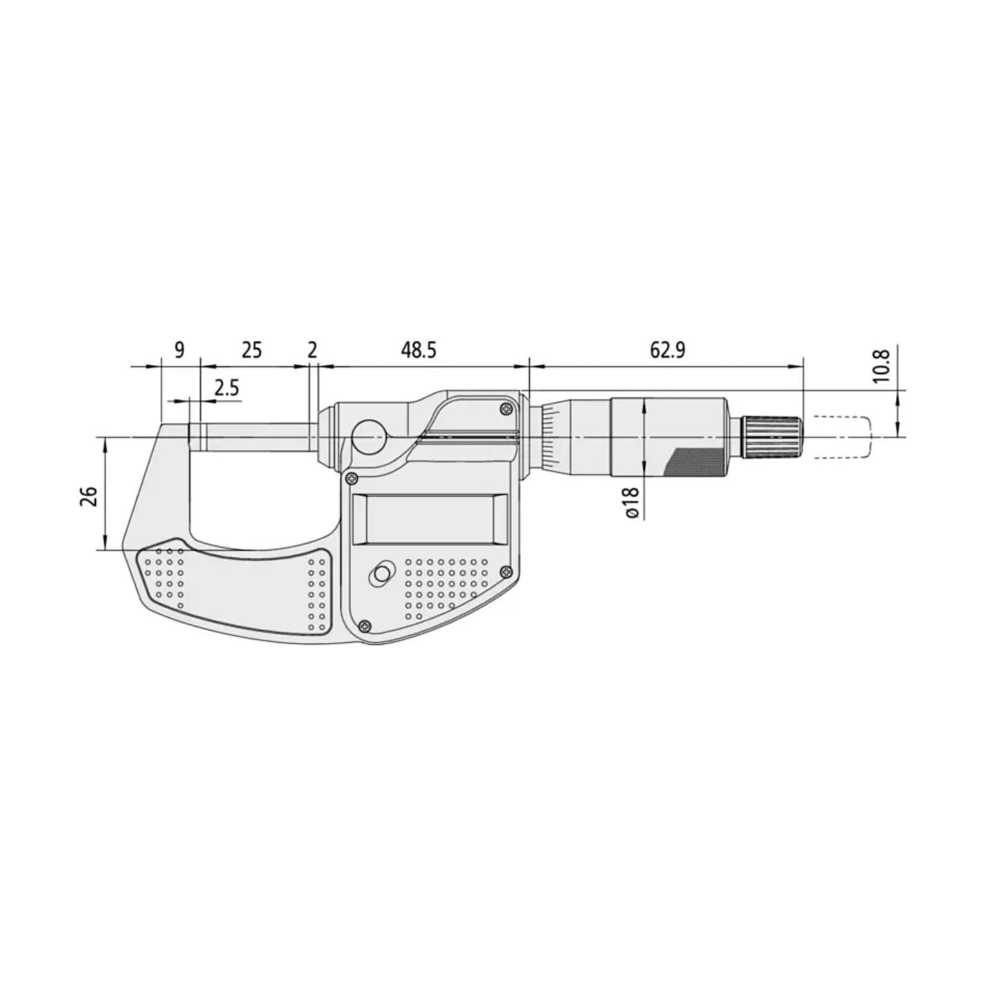 Mitutoyo 1 inch / 25.4 mm Digital Micrometer With Friction Thimble, 293-832-30