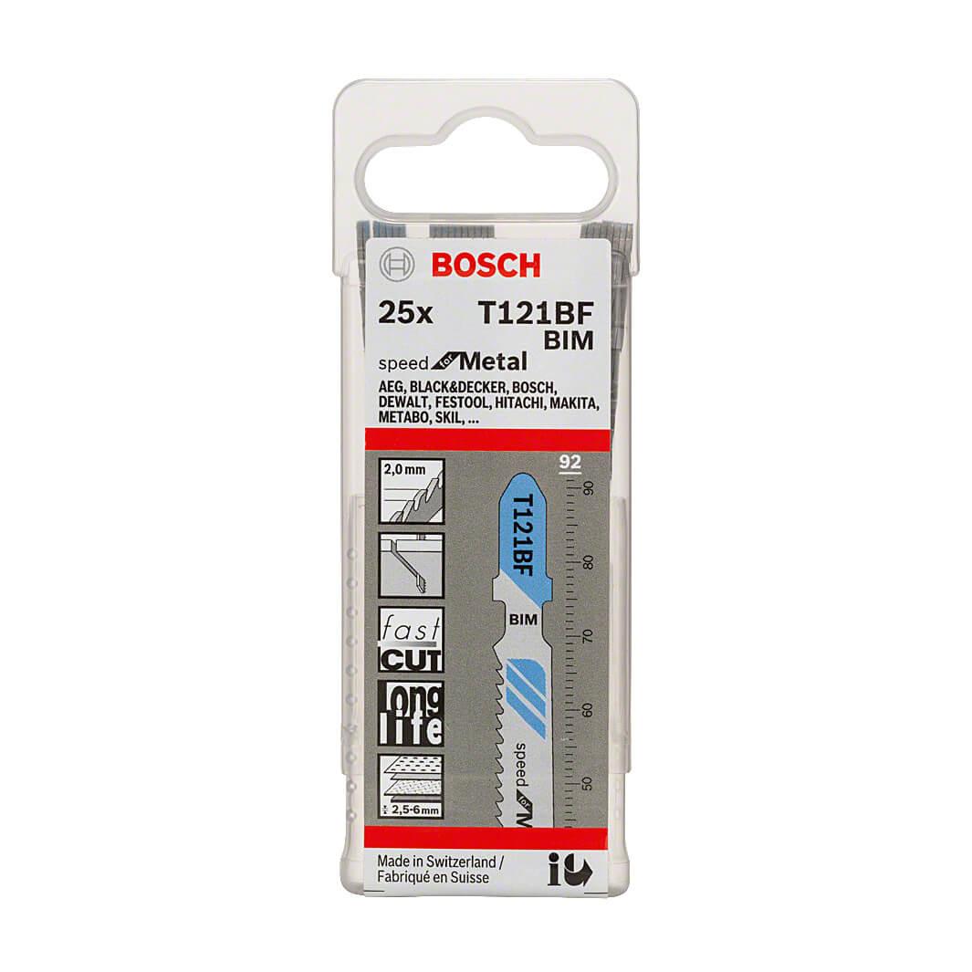 Bosch 92 mm Jigsaw Blades Speed for Metal (T 121 BF), 2 608 636 703
