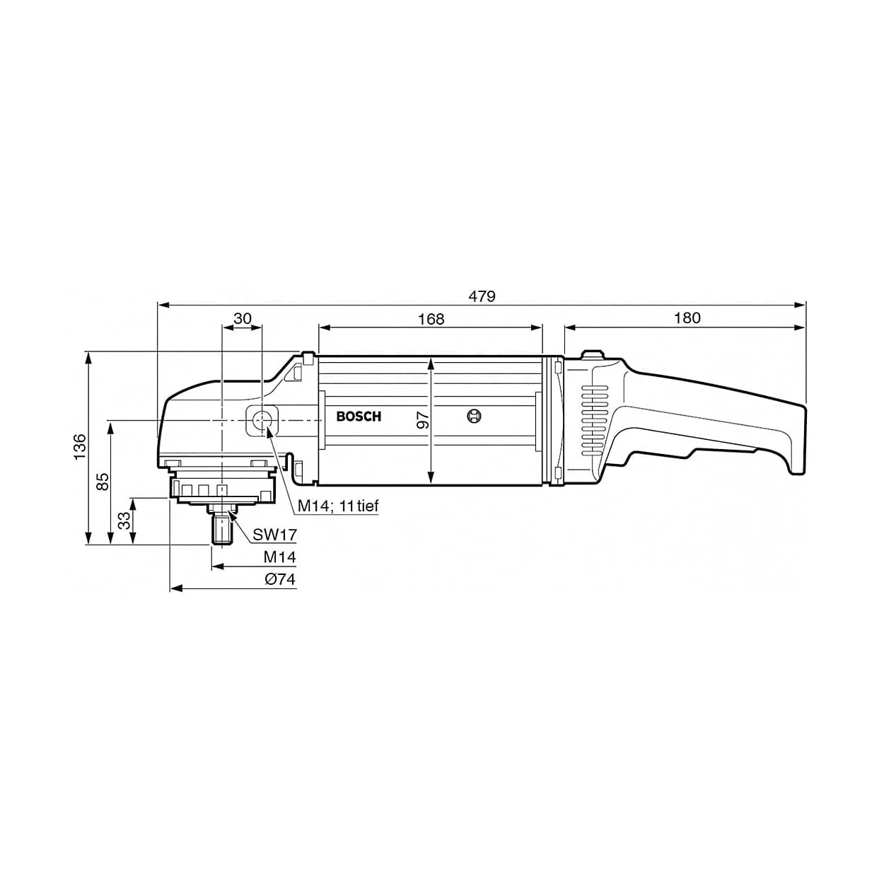 Bosch 230mm / 9 inch 1500W Professional Angle Grinder, HWS 88/230