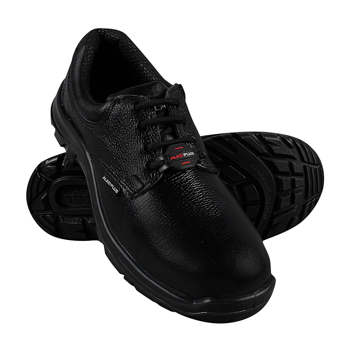 Alko Plus Low Ankle Buff Leather Safety Shoe with PU Single Density Sole - Steel Toe (Black), APS 1052