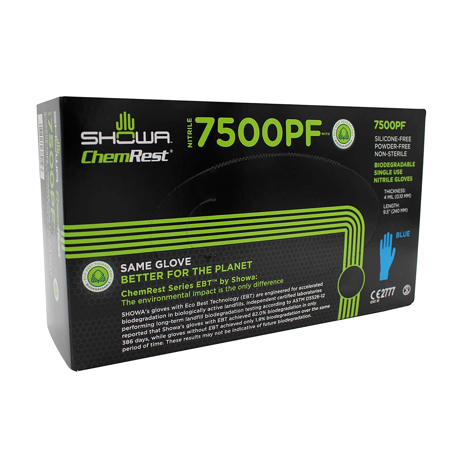 Showa 4 Mil Powder Free Disposable Nitrile Gloves (50 Pairs), 7500 PF