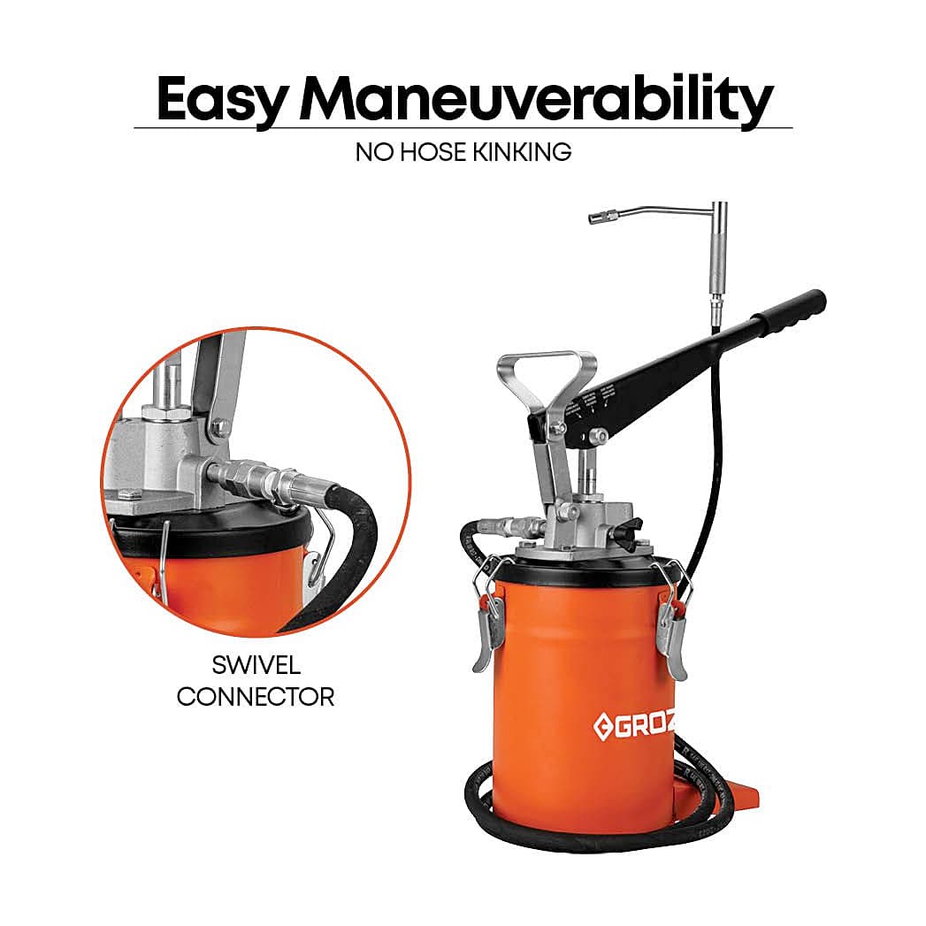 Groz 3 Kg Hand Operated Bucket Grease Pump With Variable Handle Setting (Without Wheel), VGP/3A/RF