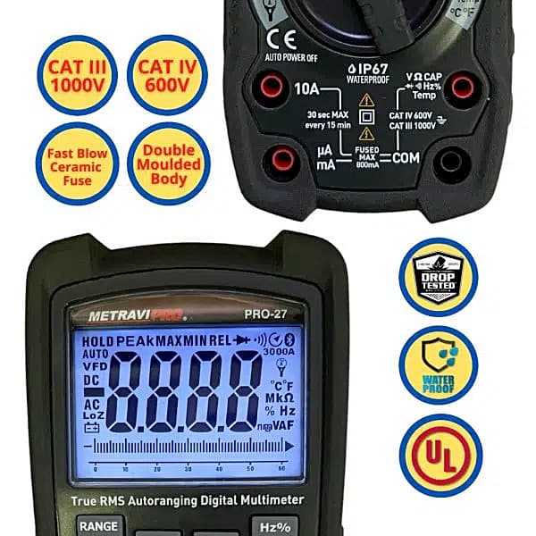 Metravi 6000 Counts / 1000 V AC / DC Digital TRMS Multimeter with VFD, PRO 27