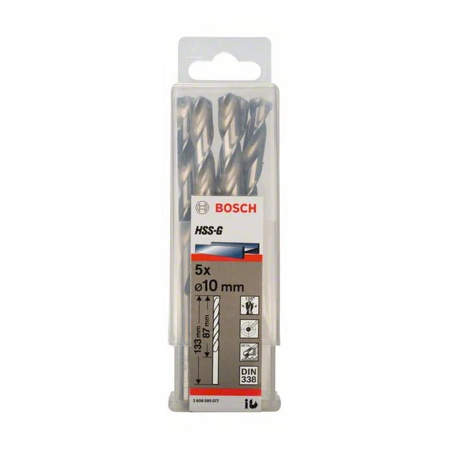 Bosch 10 x 133 mm HSS Metal Drill Bits (Pack of 5 Pcs), 2 608 595 077