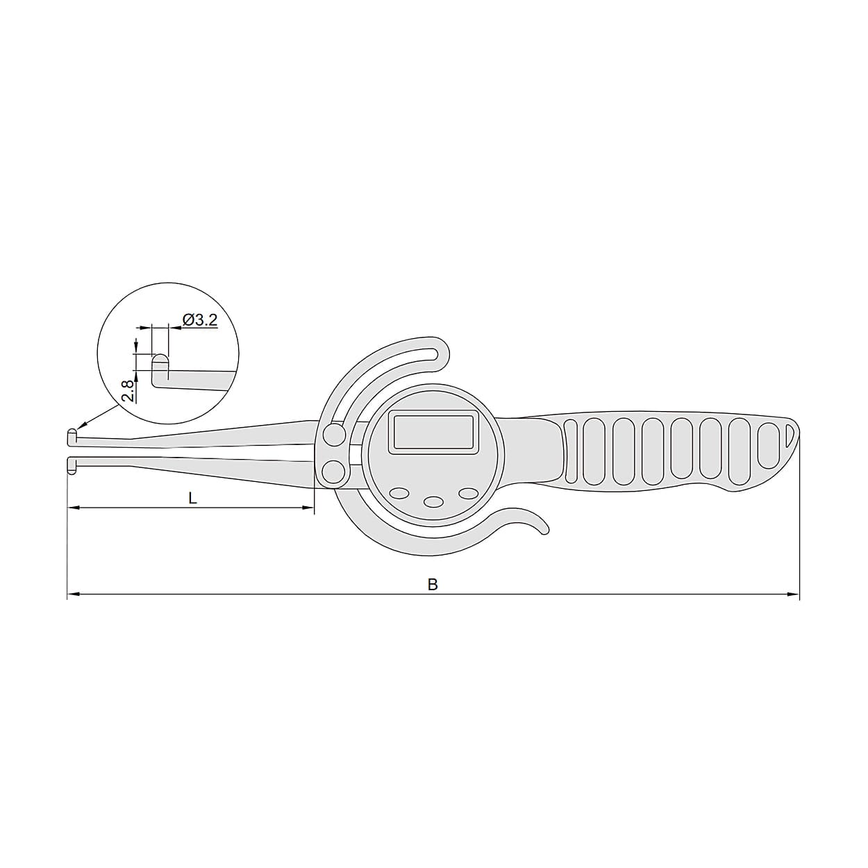 Insize 12.7 - 165 mm Digital Internal Caliper Gauge (Economic Type), 2711-165