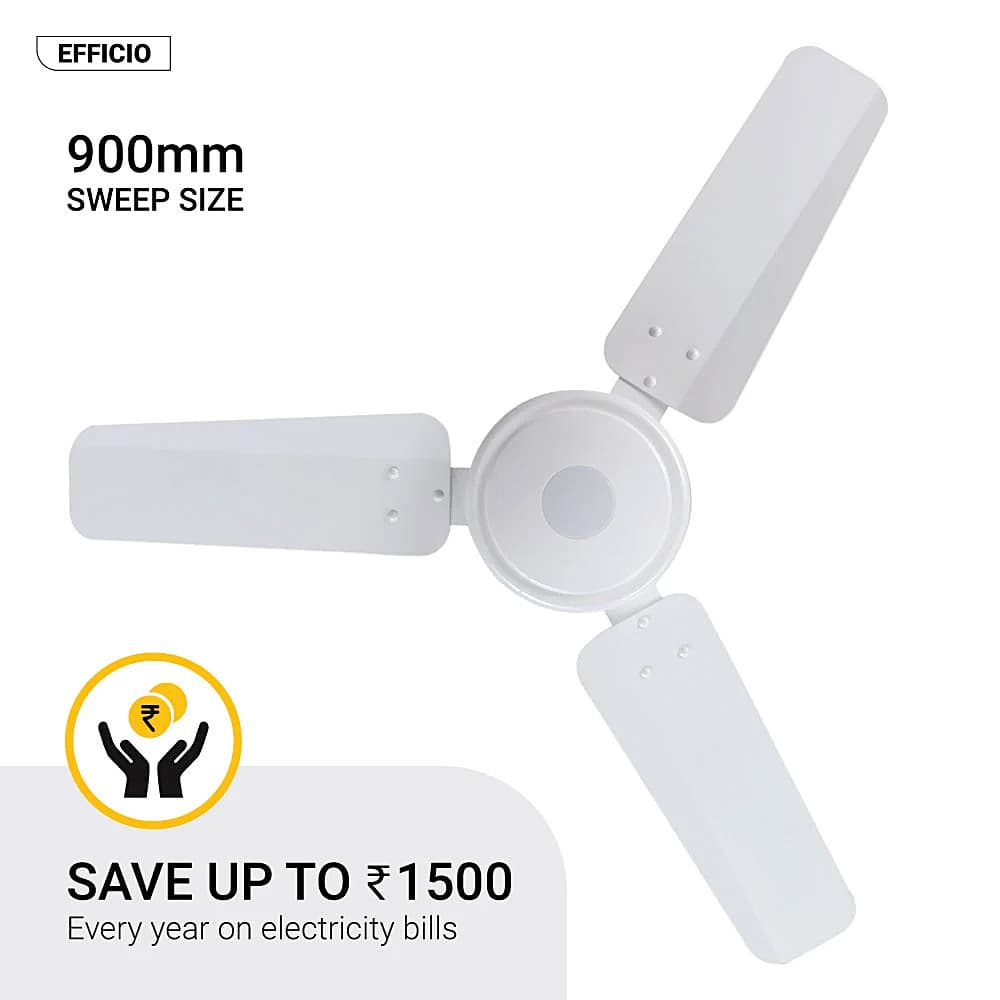 Atomberg Efficio 900 mm Energy Efficient Ceiling Fan With BLDC Motor & Remote (White)