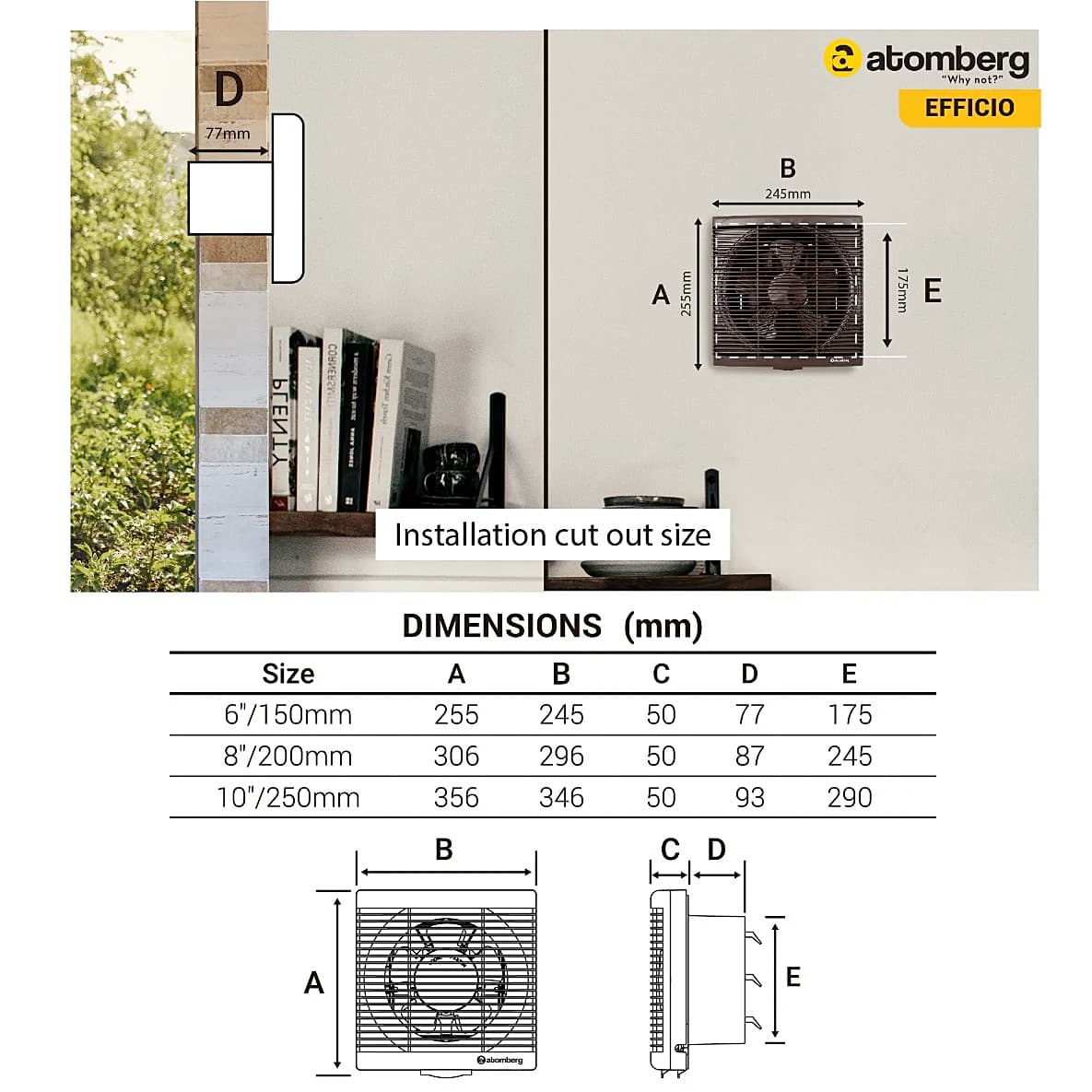 Atomberg Efficio 150 mm Energy Saving Exhaust Fan With BLDC Motor (Brown)
