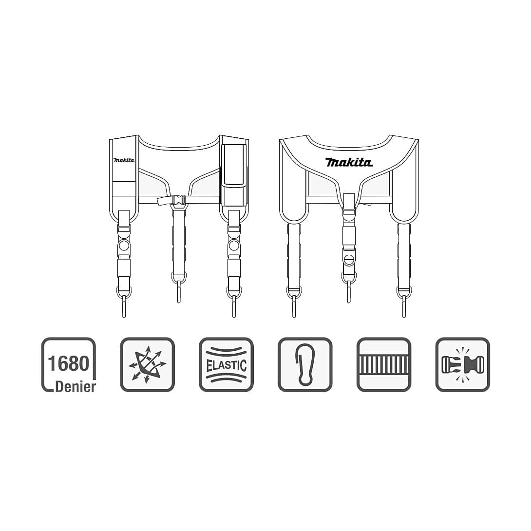 Makita 520 mm Length Ultimate Padded Braces with Phone Holder, E-15372