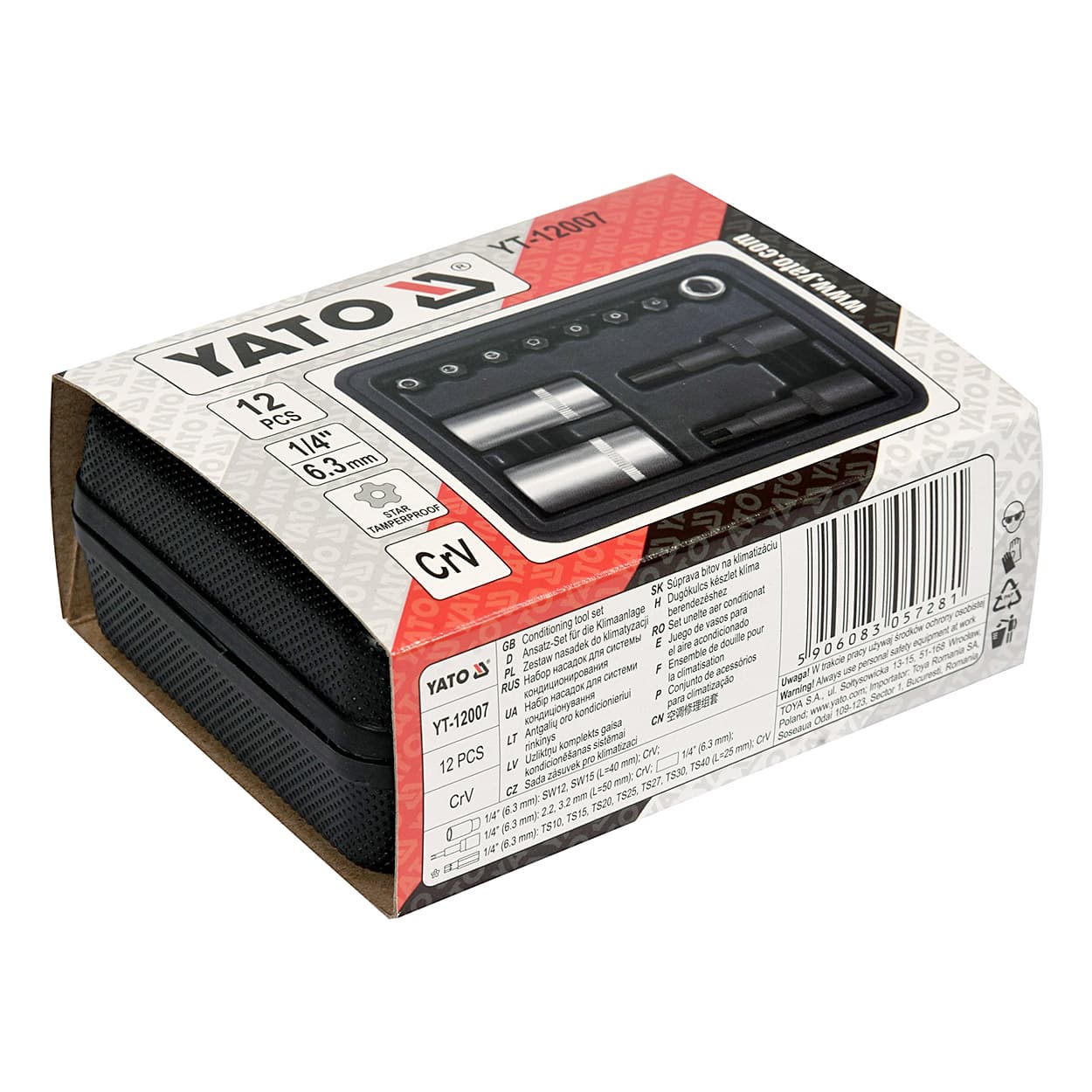 Yato 12 Pcs 1/4 Inch Sq. Drive Air Conditioning Socket Set, YT-12007