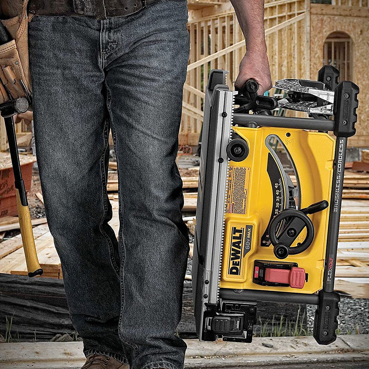 Dewalt 54V / 210mm XR FLEXVOLT Li-ion Cordless GB Table Saw with Brushless Motor & 2x6.0Ah Batteries, DCS7485T2-GB