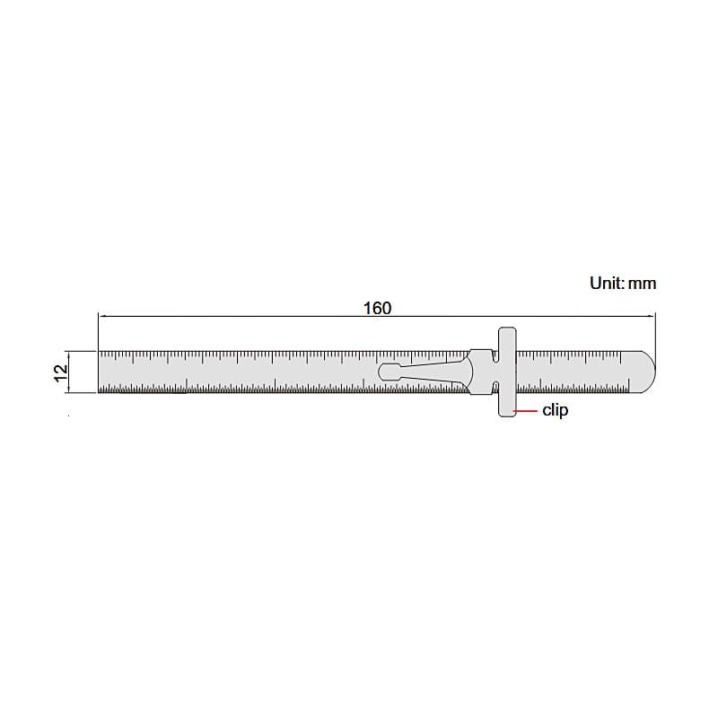 Insize 150 mm / 6 inch Stainless Steel Pocket Ruler With Sliding Clip, 7119-150