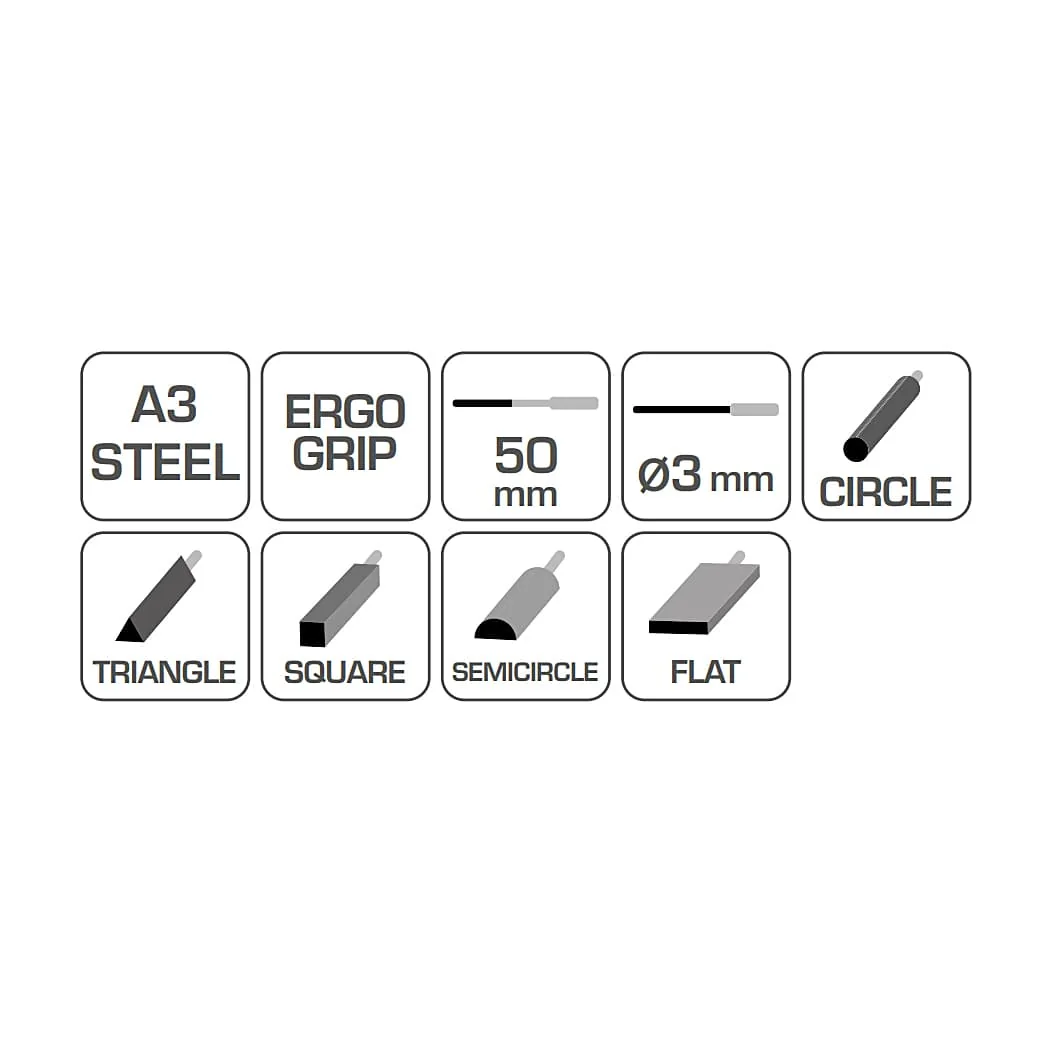 Hogert 140 mm Diamond Needle File Set (Pack Of 5 Pcs), HT3B808