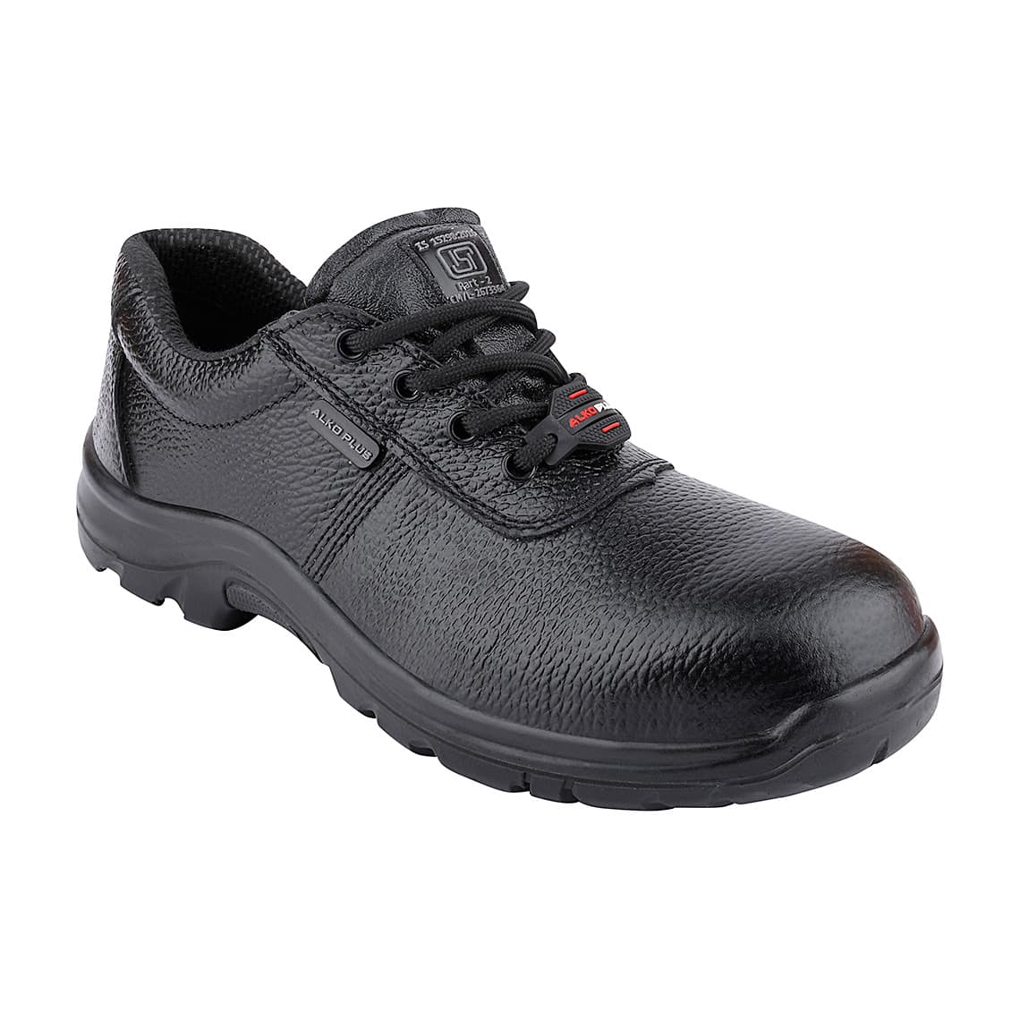 Alko Plus Low Ankle Buff Leather Safety Shoe with PU Single Density Sole - Steel Toe (Black), APS 1100