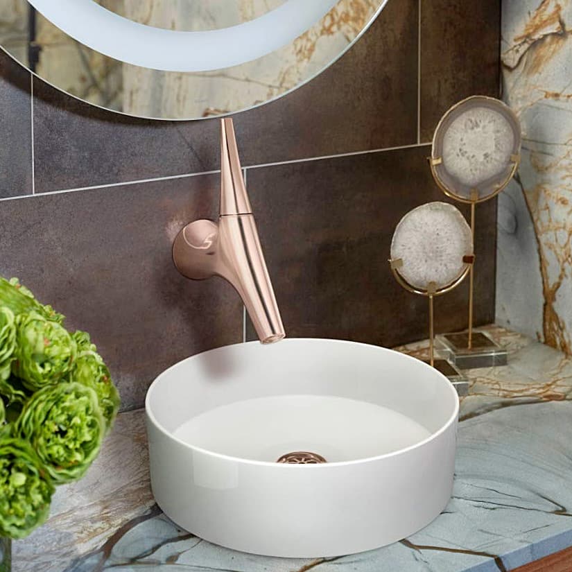 Kohler Vive Single Control Wall Mount Monoblock Basin / Lavatory Faucet Trim + Valve In Rose Gold Finish, K-23975IN-4ND-RGD