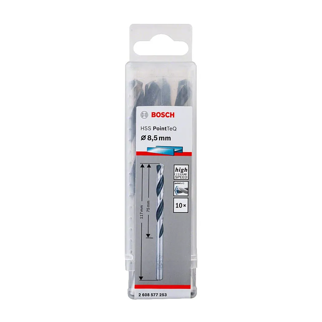 Bosch 8.50 mm HSS Metal Drill Bits PointTeQ Range (Pack of 10 Pcs), 2 608 577 253