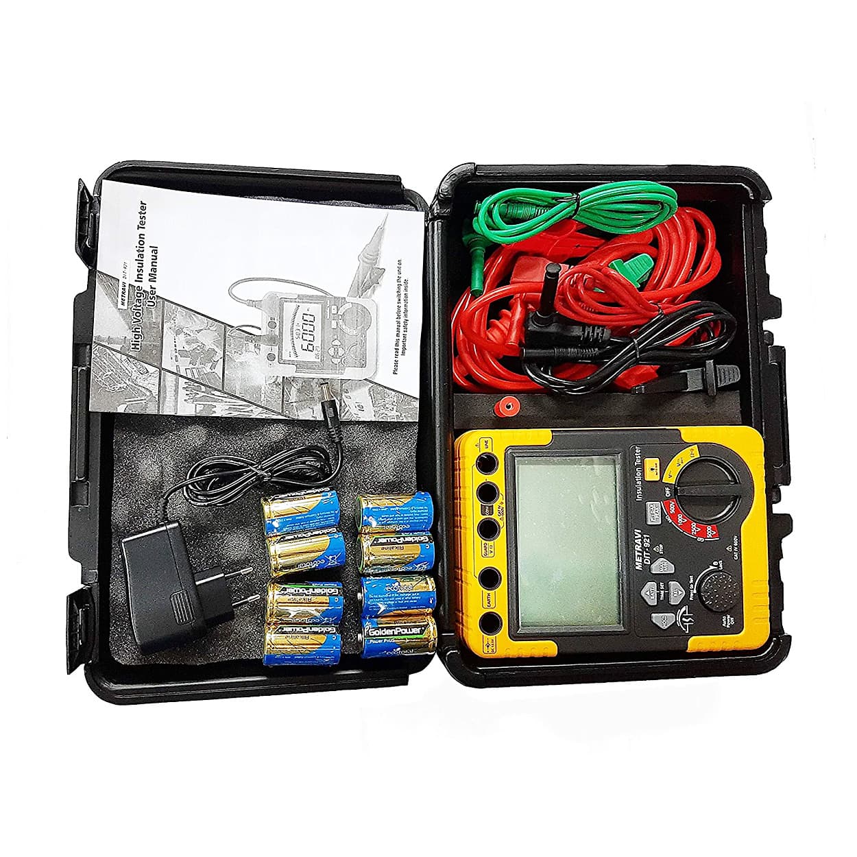 Metravi 500V - 5000V Battery Cum Mains Operated Digital Insulation Resistance Tester, DIT-921