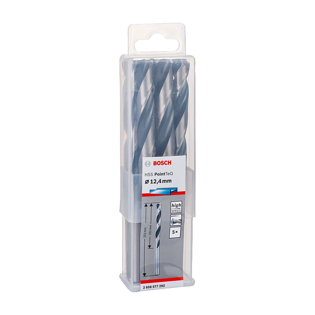 Bosch 12.40 mm HSS Metal Drill Bits PointTeQ Range (Pack of 5 Pcs), 2 608 577 292